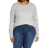 Vince Essential Long Sleeve Pima Cotton Top In H Grey