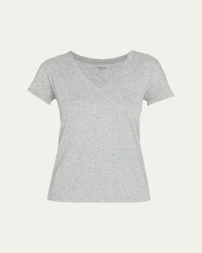 Vince Essential Pima Cotton V-neck Tee In Gray