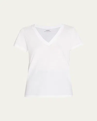Vince Little Boy Short Sleeve V-neck Tee In White