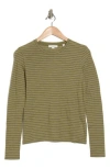 Vince Essential Stripe T-shirt In Artichoke/off White