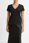 Vince Essential V Neck Tee In Black