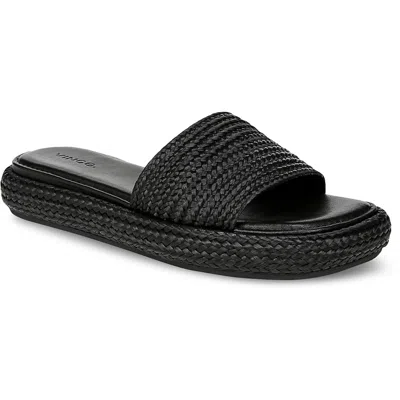 Vince Eva Womens Braided Manmade Slide Sandals In Black