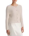 Vince Slim Ribbed Silk-cashmere Cardigan In Neutral