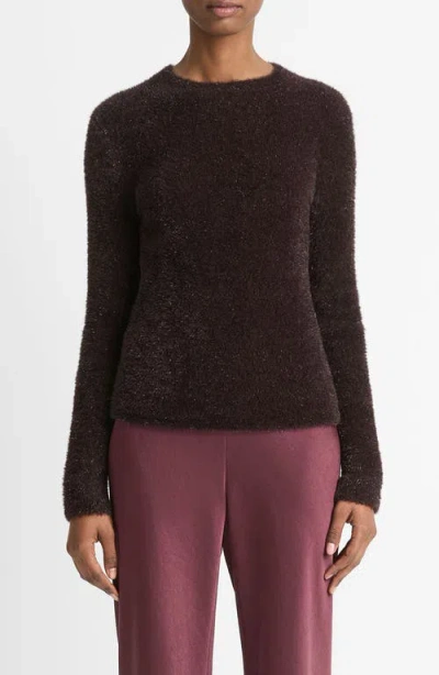 Vince Eyelash Metallic Sweater In Cherry Night Metallic