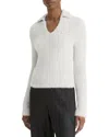 Vince Silk Blend Collar Crew Neck Mist Grey In Gray