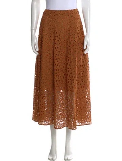 Pre-owned Vince Eyelet Midi Length Skirt In Brown