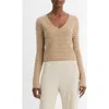 Vince Fair Isle V-neck Long Sleeve Tee In Sandshell Combo In Multi