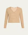 Vince Fair Isle V-neck Sweater In H Sandshell Combo