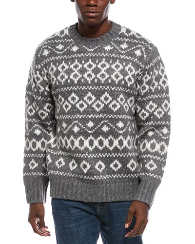 Vince Fairisle Wool-blend Crewneck Sweater In Gray