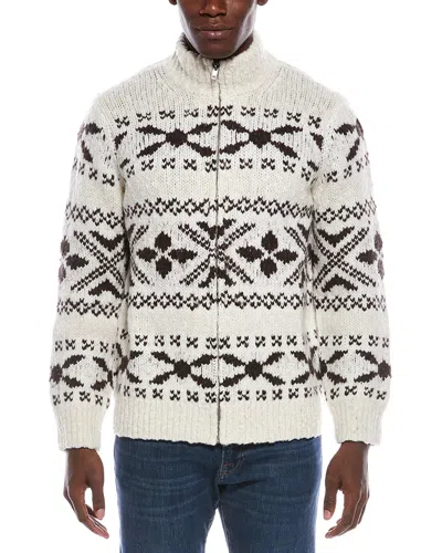 Vince Fairsile Full Zip Wool-blend Mock Neck Cardigan In Neutral