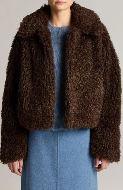 Vince Faux Fur Cropped Jacket In Brown