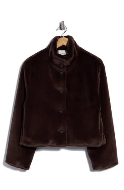 Vince Faux Fur Jacket In Brown