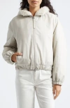 Vince Faux Fur Lined Bomber Jacket In Ceramic