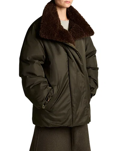 Vince Faux Fur Lined Puffer Coat In Green