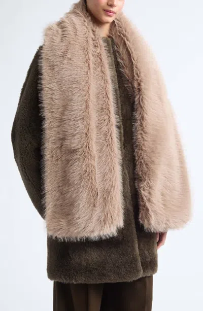 Vince Faux Fur Scarf In Brown