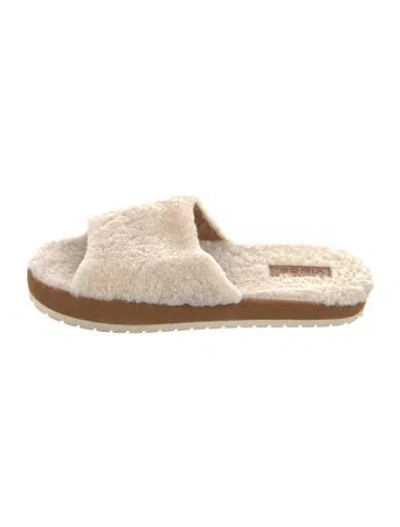 Pre-owned Vince Faux Fur Slides In Neutral