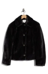 Vince Faux Fur Trucker Jacket In Black
