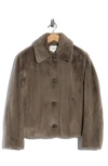 Vince Faux Fur Trucker Jacket In Brown