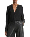 Vince Faux Leather-trim Dolman-sleeve Blouse In Black In Black