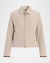 Vince Faux Leather Trim Jacket In Neutral
