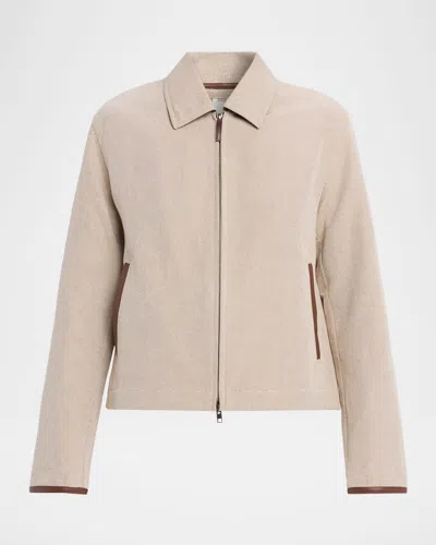 Vince Faux Leather Trim Jacket In Neutral