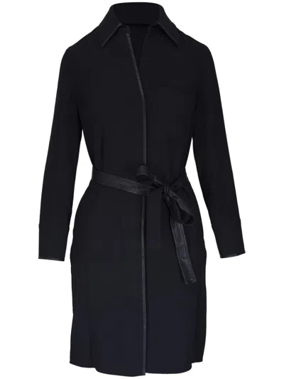 Vince Faux-leather Trim Shirt Dress In Black