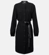Vince Faux Leather-trimmed Shirt Dress In Black