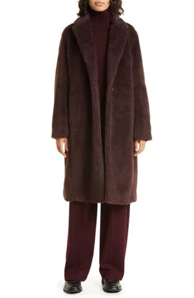 Vince Faux Shearling Coat In Brown