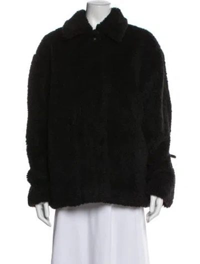 Pre-owned Vince Faux Shearling Faux Fur Jacket In Black