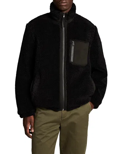 Vince Faux Sherpa Zip Jacket In Black