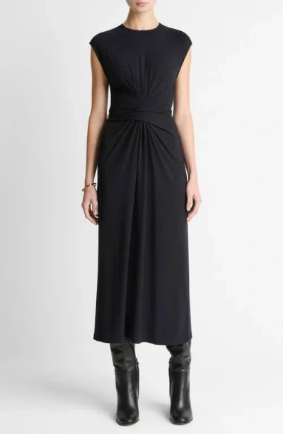Vince Faux Wrap A-line Dress In Black