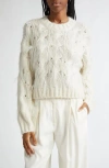Vince Feather Detail Alpaca Blend Cable Sweater In Off White