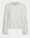 Vince Feather Detail Alpaca Blend Cable Sweater In Off White