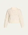 Vince Feather Detail Alpaca Blend Cable Sweater In Off White