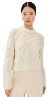 Vince Feather Detail Alpaca Blend Cable Sweater In Off White