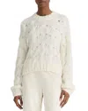 Vince Feather Detail Alpaca Blend Cable Sweater In Off White