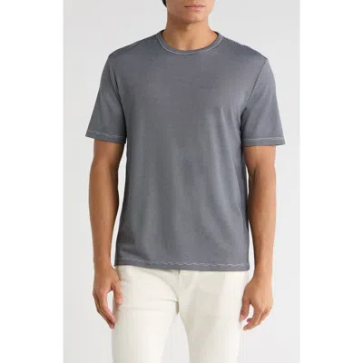 Vince Feeder Stripe Crewneck T-shirt In Gray