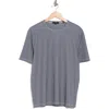 Vince Feeder Stripe Crewneck T-shirt In Gray