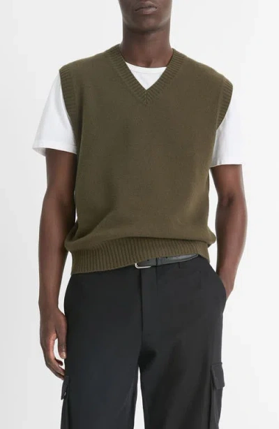 Vince Felted Merino Wool Vest In Light Night Moss