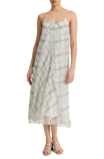 Vince Fenced Plaid Sheer Panel Dress