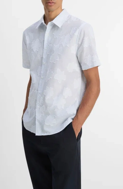Vince Fil Coupe Regular Fit Short Sleeve Shirt In White