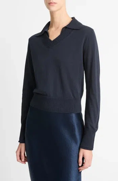 VINCE VINCE FINE GAUGE COLLARED SWEATER