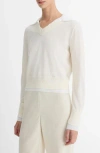 Vince Fine Gauge Collared Sweater In Bell/optic White