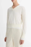 Vince Fine Gauge Collared Sweater In Bell/optic White