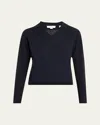 Vince Fine Knit Layered Collared Sweater In Navy