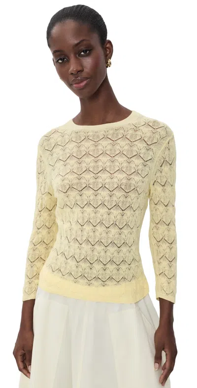 Vince Fine Lace Crew Neck Sweater Dandelion In Yellow