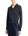Vince Fine Layered Collared Sweater In Navy