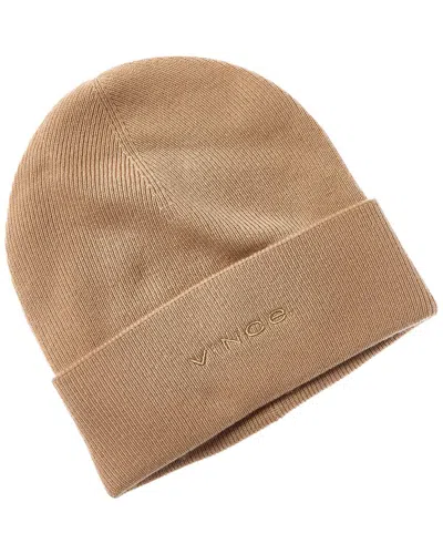 Vince Fine Rib Double Layer Cuff Knit Hat In Brown