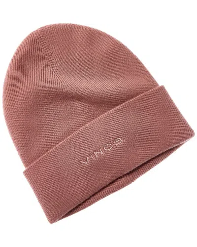 Vince Fine Rib Double Layer Cuff Knit Hat In Pink