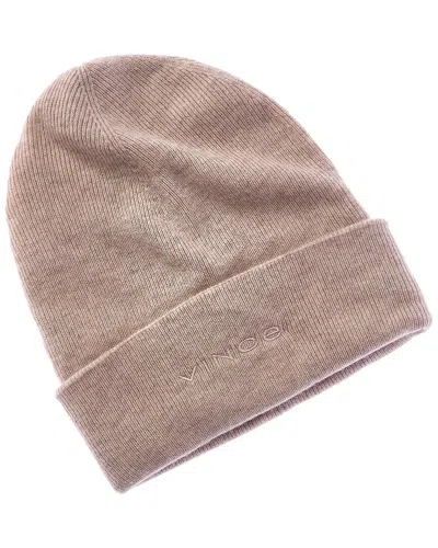 Vince Fine Rib Double Layer Cuff Wool & Cashmere-blend Hat In Brown